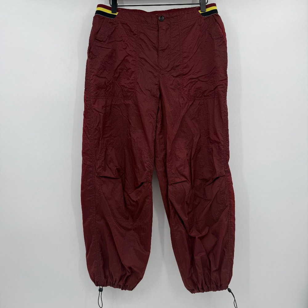 Free People Joggers Women Small Red Windbreaker Nylon Baggy Mesh Lined Pant